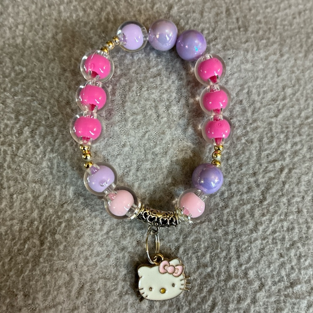 Pink and Purple  lil girls Bracelet with Charm
